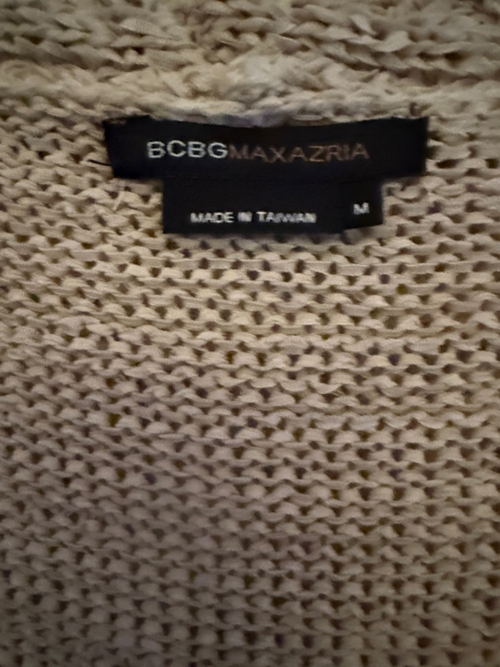 BCBG Maxazria Beige Knit Shawl Collar Belted Sweater - Picture 3 of 5